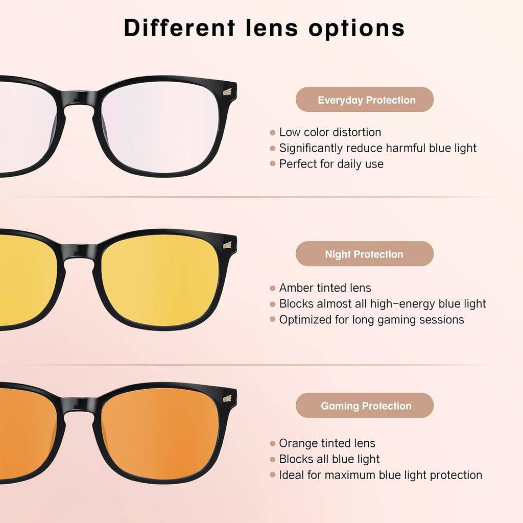 Blue Light Glasses for Woman Men | 99% Blue Light Blocking Glasses | Computer Glassess | Night Driving | Gaming | TV Phone Screen Reader Square Frame | Anti Eyestrain & UV Glare Protection