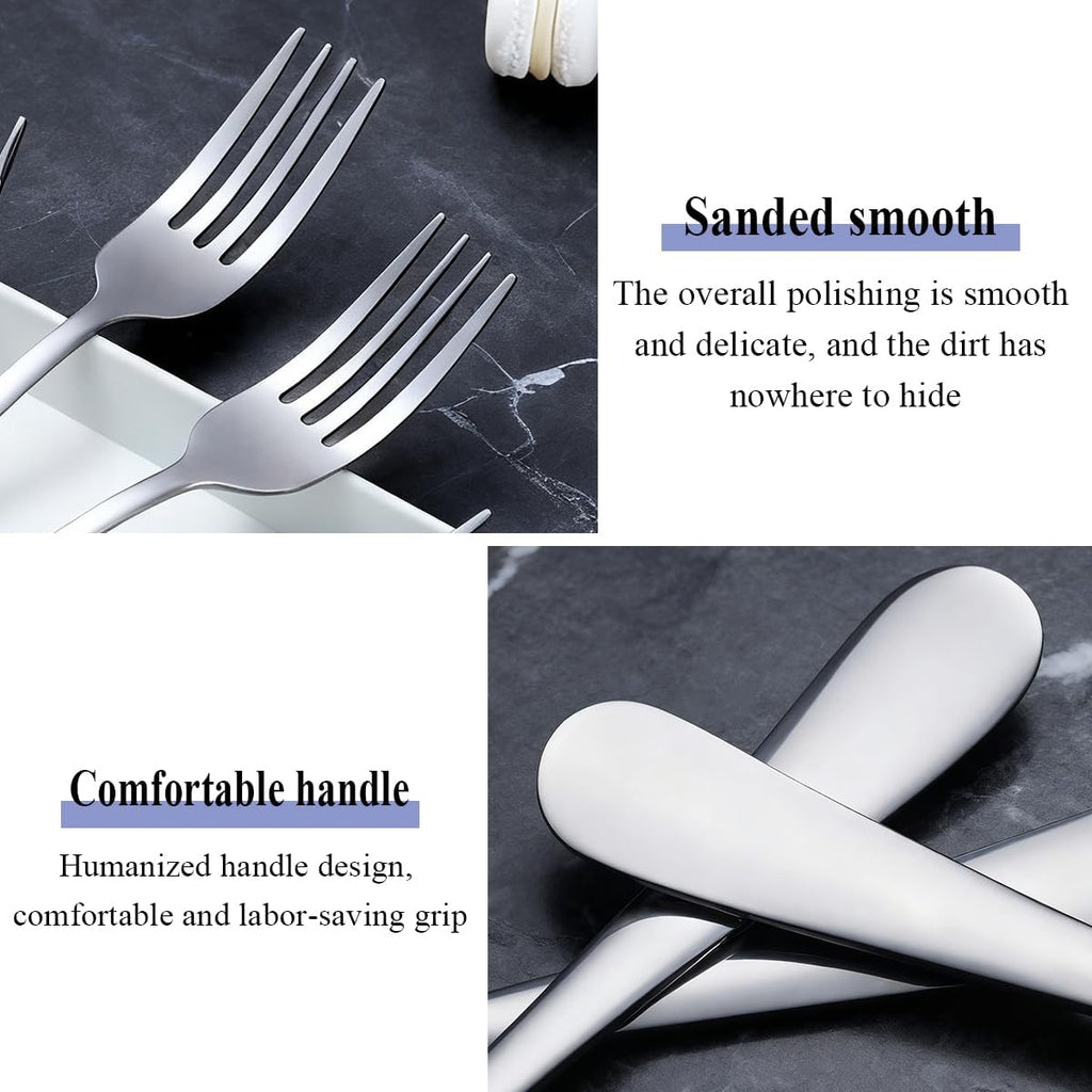 Berglander Salad Forks Set 24pcs  Stainless Steel 7.28" Dessert Forks  Flatware Silverware Fork for Home Kitchen  Restaurant  Hotel  Dishwasher Safe