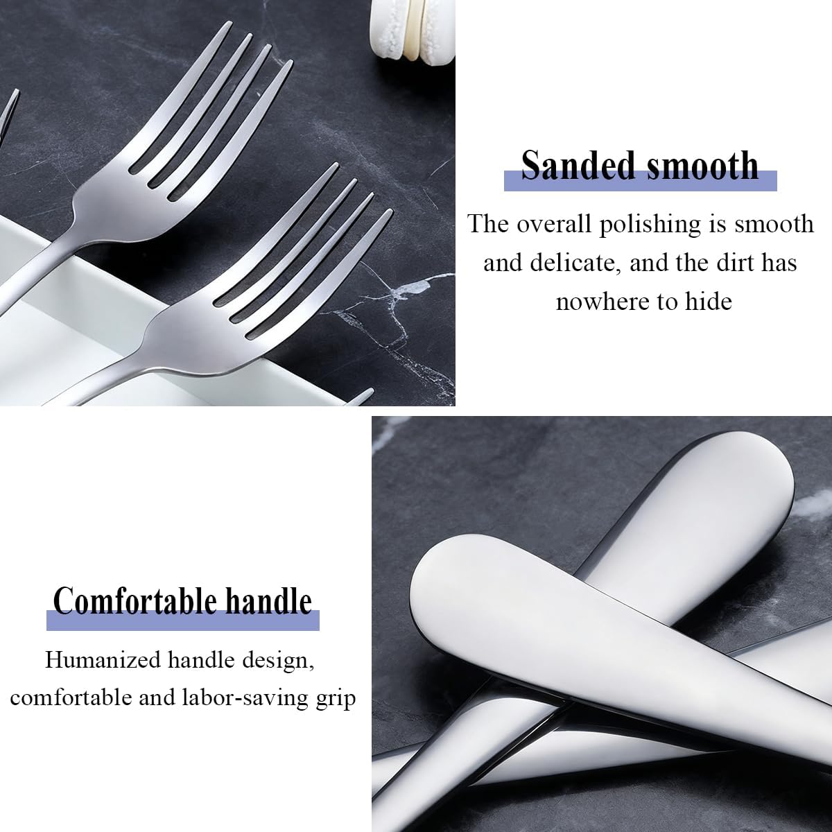 Berglander Salad Forks Set 24pcs  Stainless Steel 7.28" Dessert Forks  Flatware Silverware Fork for Home Kitchen  Restaurant  Hotel  Dishwasher Safe