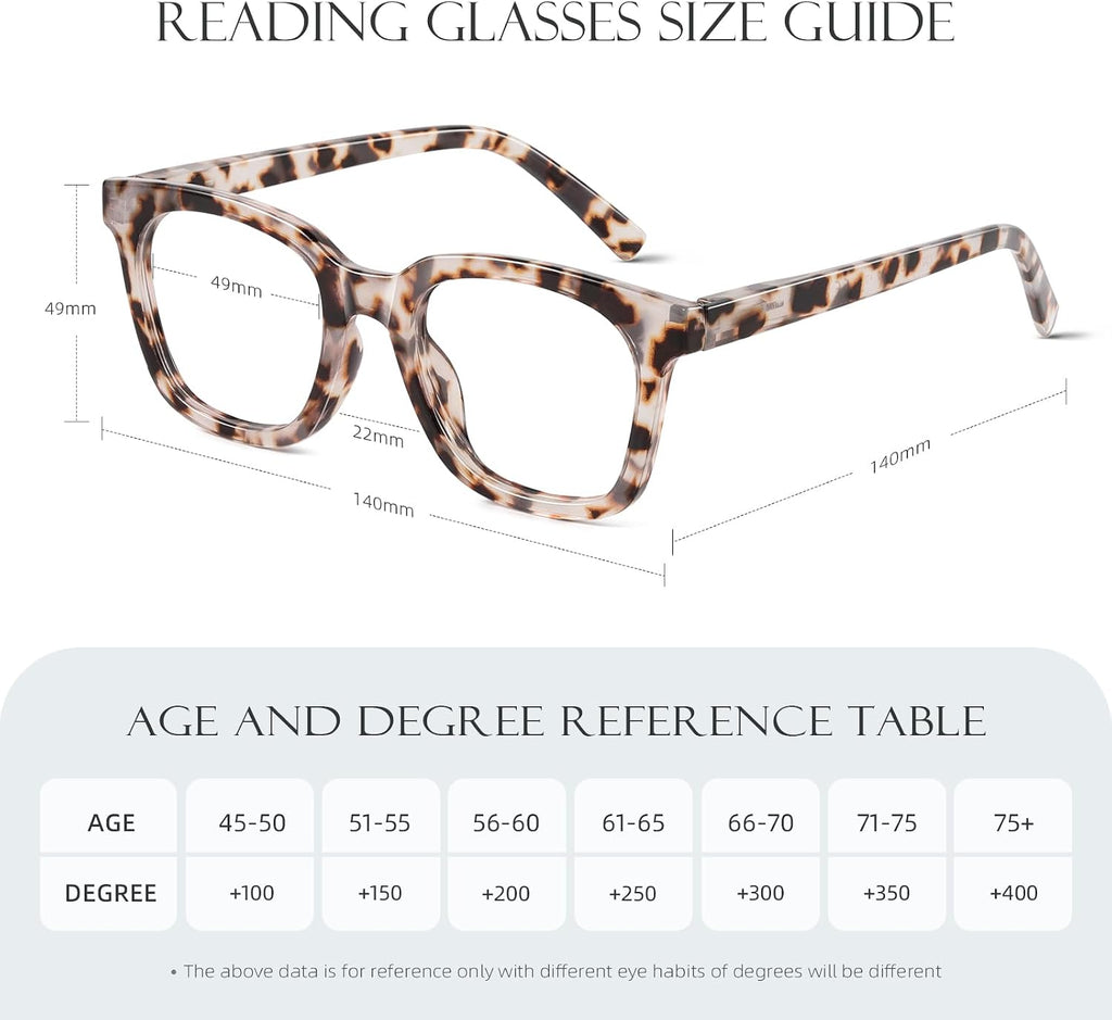 Reading Glasses for Women Men - Blue Light Blocking Magnifying Readers Oprah Square Anti-Glare Computer Eyeglasses