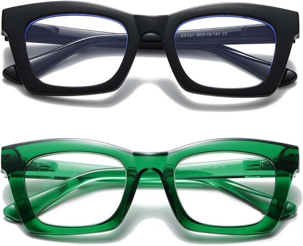 Hubeye Oprah Style Readers for Women Stylis Style Reading Glasses with Blue Light Blocking and Spring Hinge