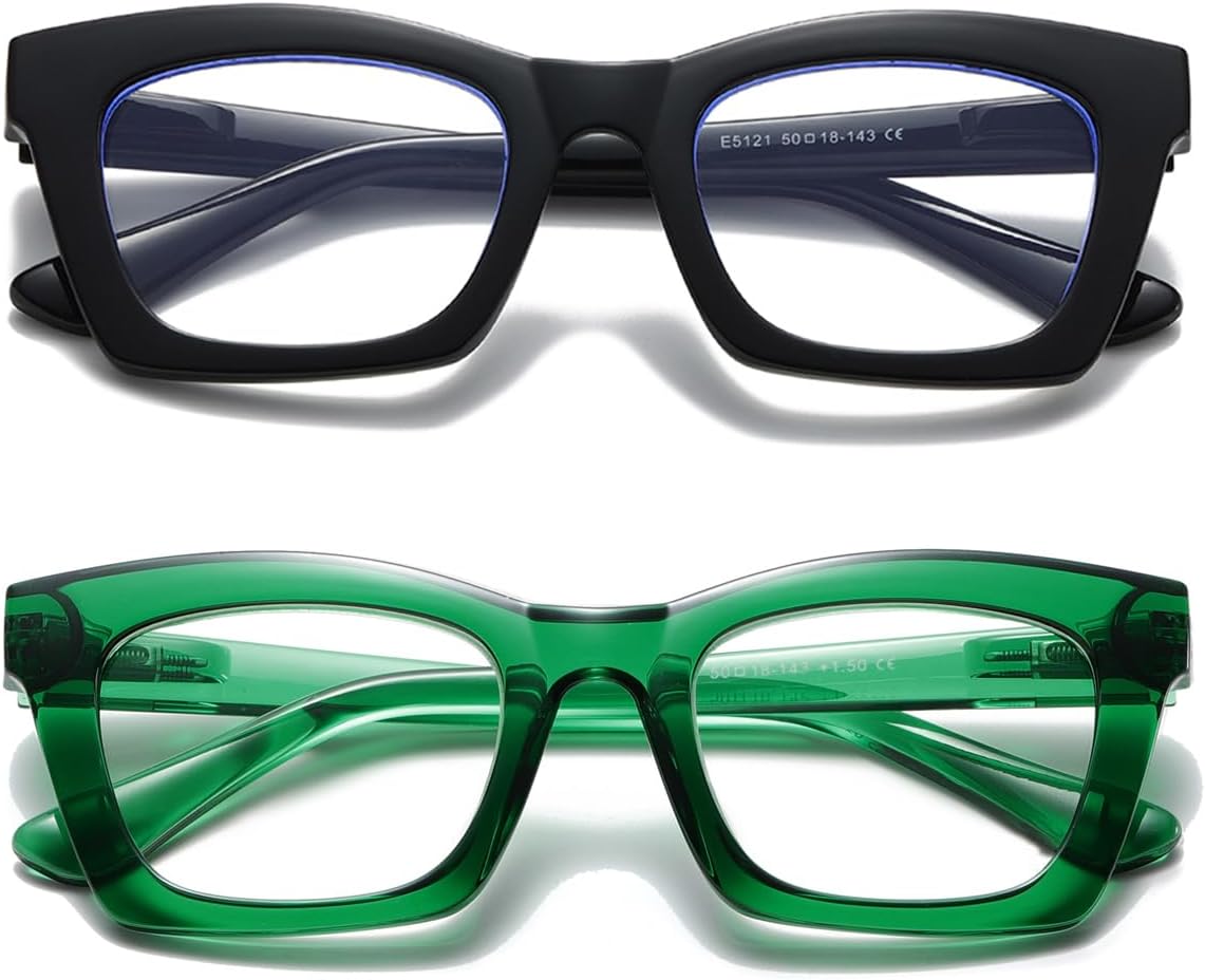Hubeye Oprah Style Readers for Women Stylis Style Reading Glasses with Blue Light Blocking and Spring Hinge