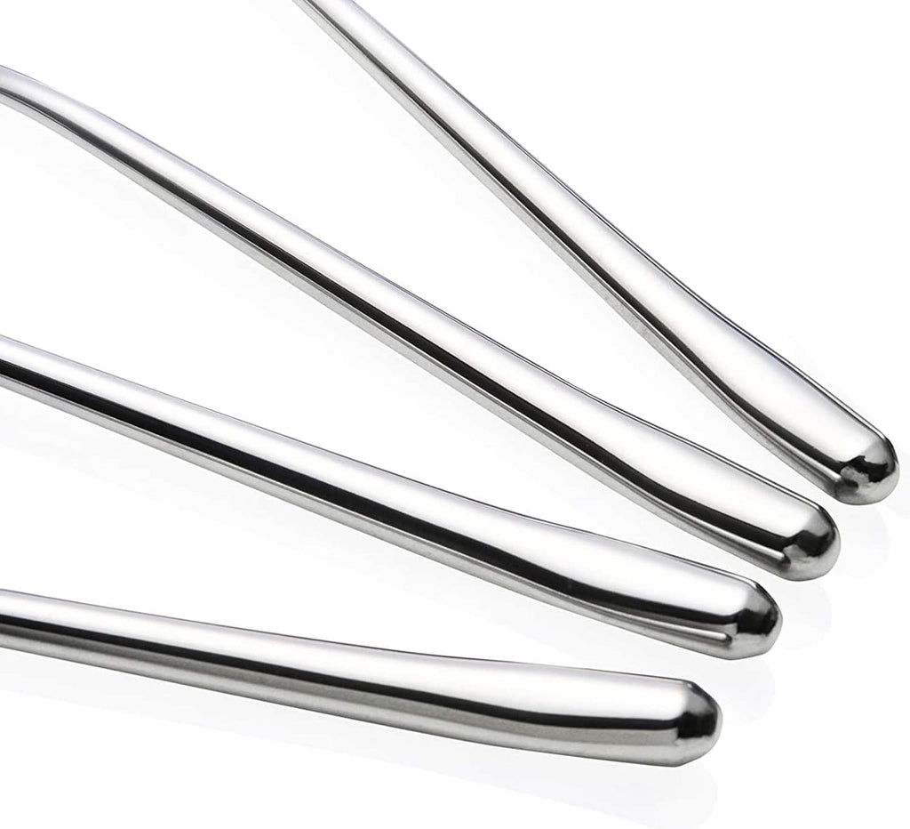 Long handle Dinner Forks Stainless Steel Round handle Dinner Forks Korean Long handle Dessert Forks Silver Pack of 4
