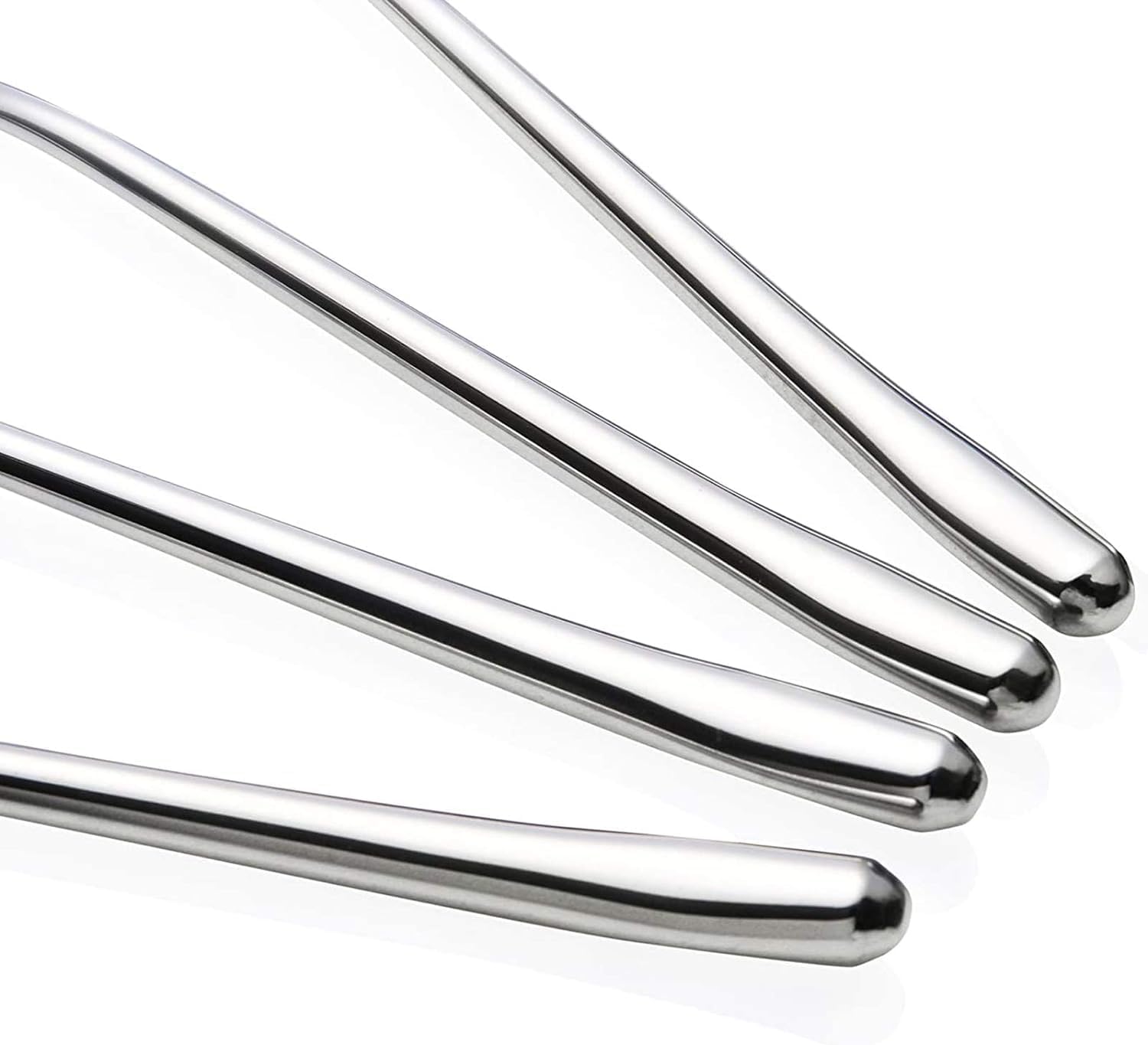 Long handle Dinner Forks Stainless Steel Round handle Dinner Forks Korean Long handle Dessert Forks Silver Pack of 4