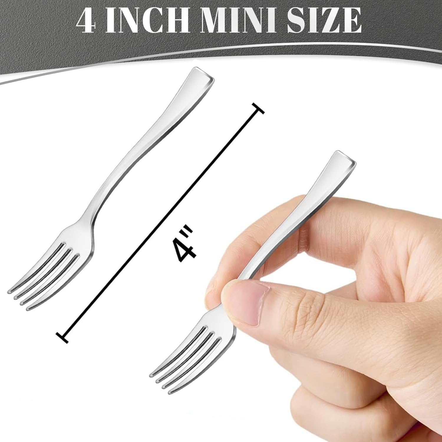100CT Plastic Mini Forks 4 Inch Heavy Duty Small Silver Dessert Forks Disposable Tiny Forks for Appetizers Tasting  Cocktail Hors D'oeuvres  Charcuterie Board  Wedding Reception
