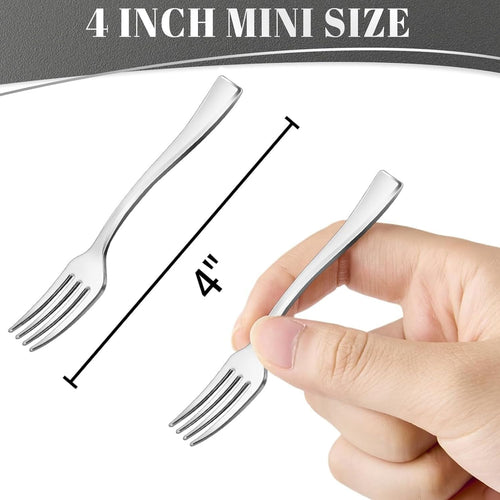 100CT Plastic Mini Forks 4 Inch Heavy Duty Small Silver Dessert Forks Disposable Tiny Forks for Appetizers Tasting  Cocktail Hors D'oeuvres  Charcuterie Board  Wedding Reception