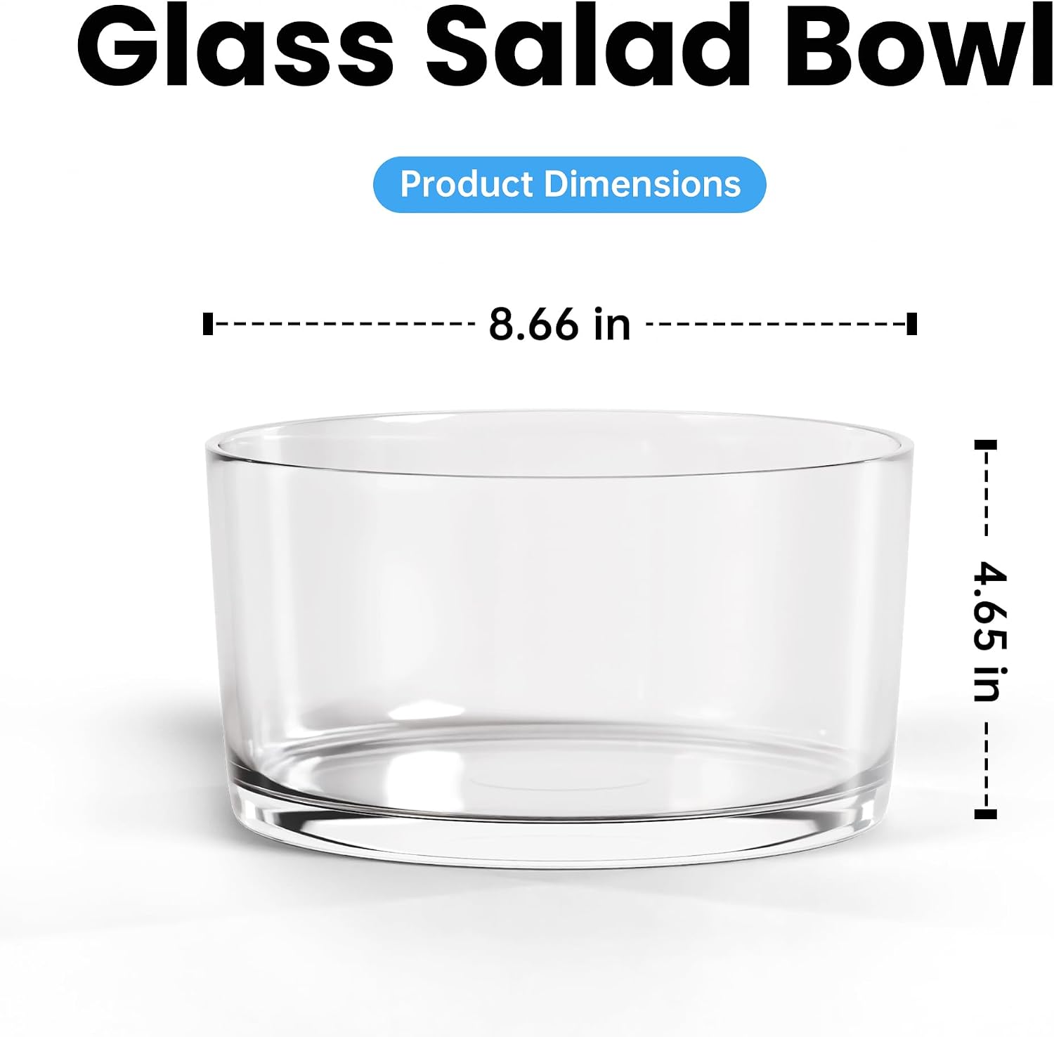 Glass Salad Bowl - Versatile 118oz Trifle and Fruit Bowl - Elegant & Long-Lasting for Serving Salads  Dessert