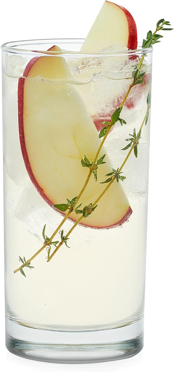 Libbey Heavy Base Drinking Glasses Set of 8  15.5 Oz Elegant  Weighted Clear Water Glasses  Dishwasher Safe Glass Cups Set for Parties  Birthdays