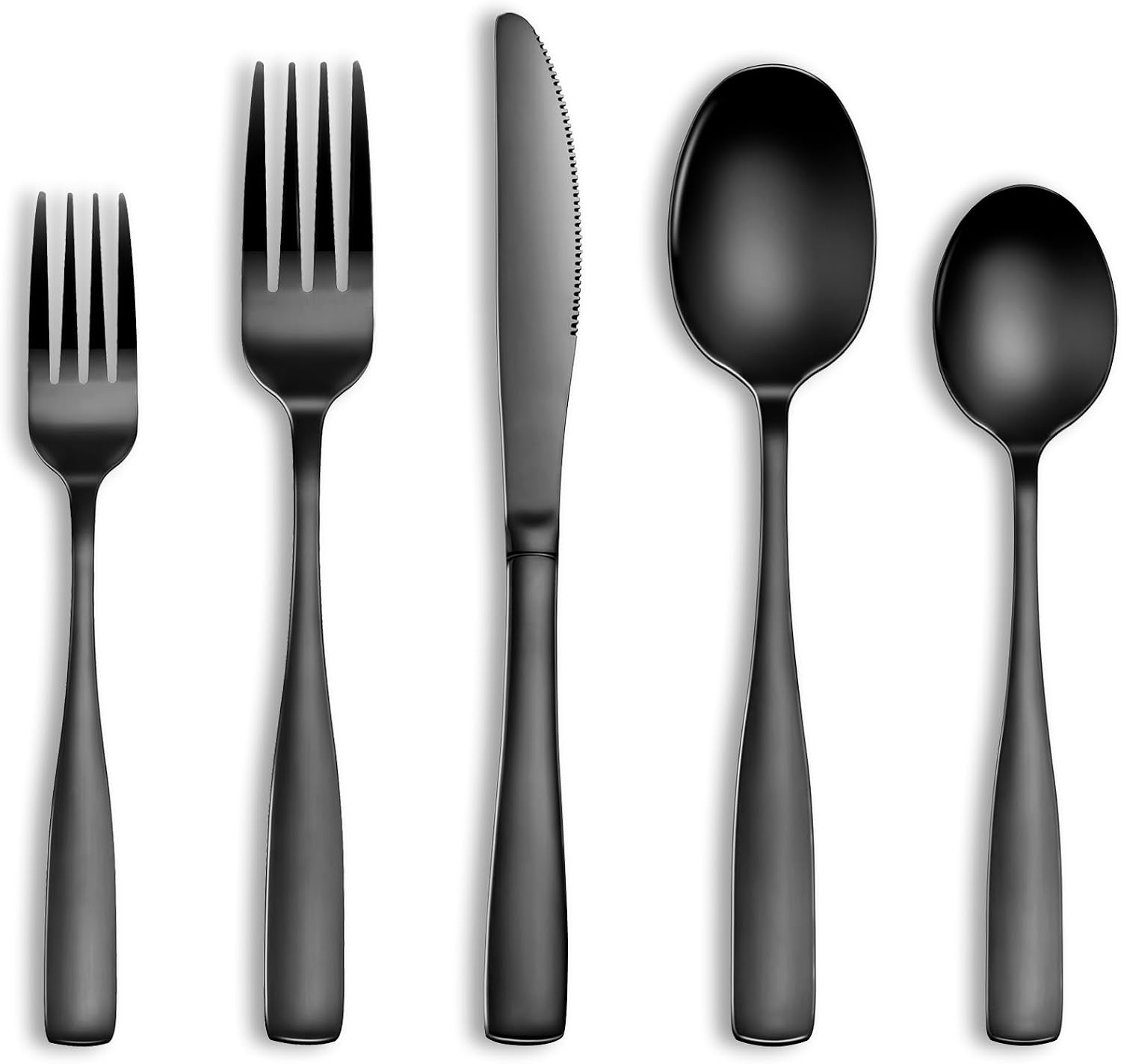 20 Pcs Black Silverware Set  Food-Grade Stainless Steel Flatware Set for 4  Square Cutlery Set  Mirror Polished Tableware Eating Utensils Set for Kitchen  Include Knife Fork Spoon Set Dishwasher Safe