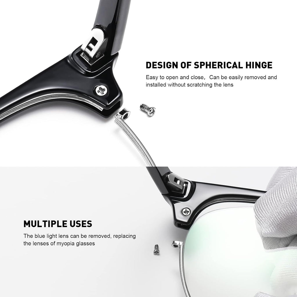 Blue Light Blocking Glasses Vintage Half Frame UV Clear Lens Anti Eyestrain Computer Gaming Glasses for Women Men