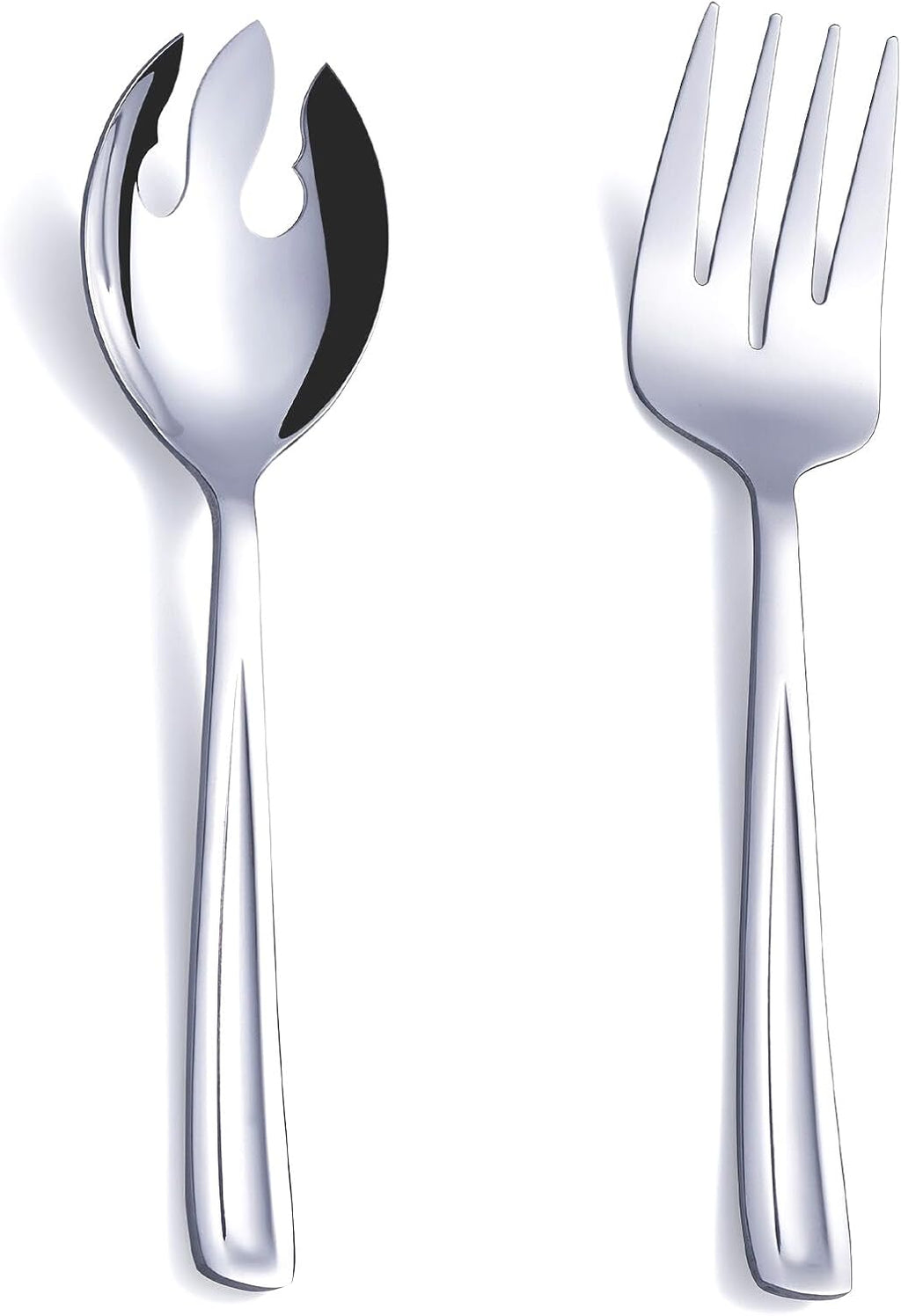 GoGeiLi Salad Server Set  9.5-inch Stainless Steel Salad Serving Utensil  2-Piece Large Salad Spoon and Fork Serving Set  Dishwasher Safe