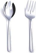GoGeiLi Salad Server Set  9.5-inch Stainless Steel Salad Serving Utensil  2-Piece Large Salad Spoon and Fork Serving Set  Dishwasher Safe