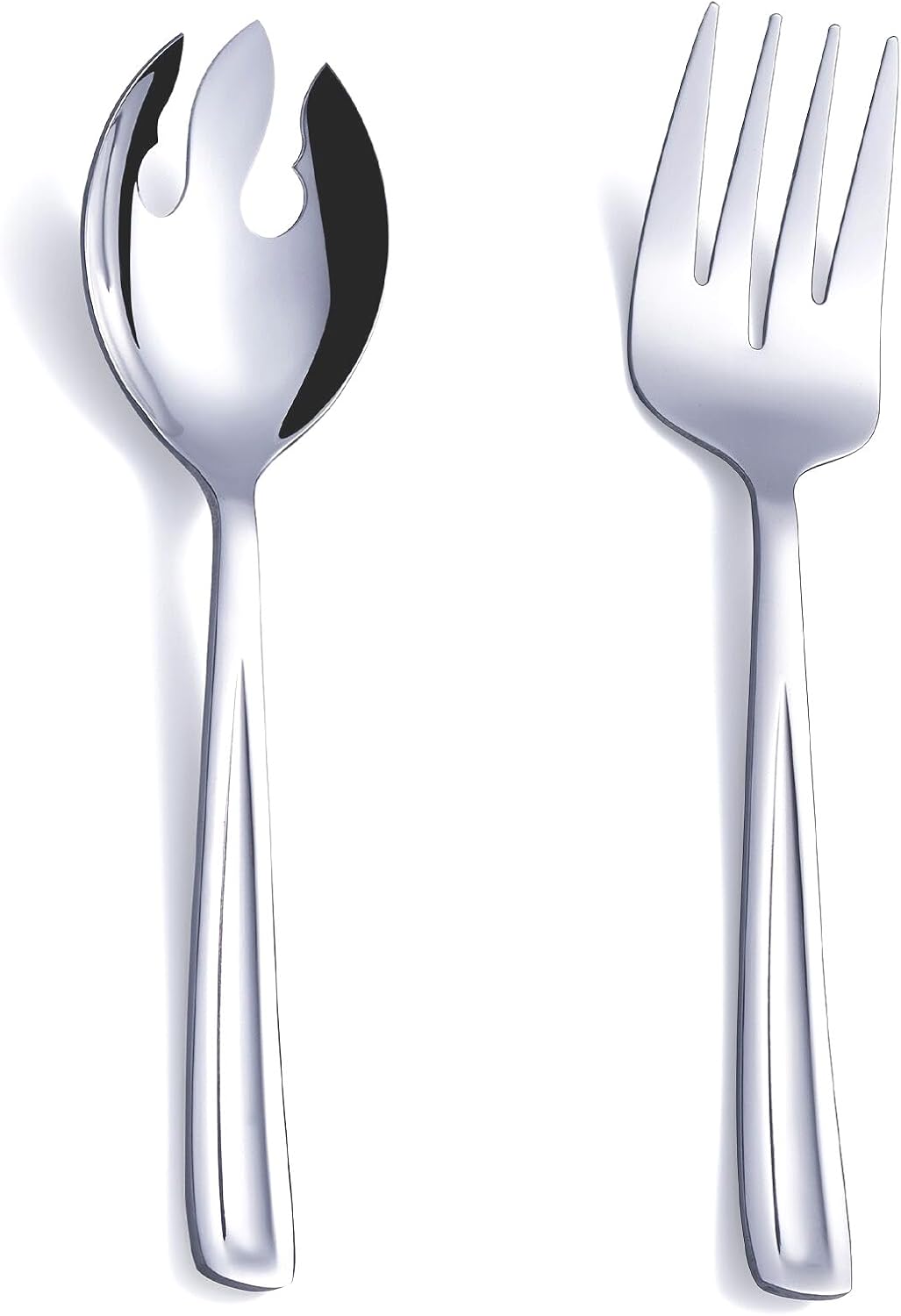 GoGeiLi Salad Server Set  9.5-inch Stainless Steel Salad Serving Utensil  2-Piece Large Salad Spoon and Fork Serving Set  Dishwasher Safe