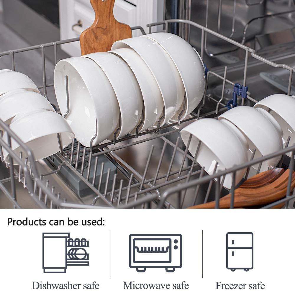 DELLING Ultra-Strong 22 Ounce Soup Bowls  Cereal Bowl  6 inch Bowls Set  White Ceramic Bowls  White Bowls for Kitchen  Snack Rice Pasta Salad Oatmeal  Set of 6  Dishwasher & Microwave Safe