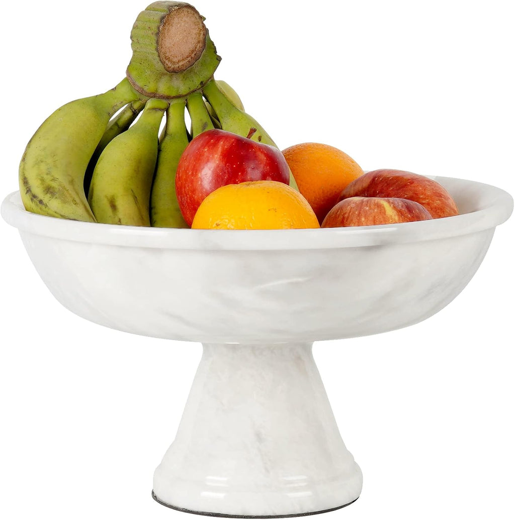 Radicaln Marble Fruit Bowl White 12" inch Handmade Simple Modern Kitchen Décor Bowl - Fruit and Vegetable Storage Kitchen Table Serving Bowls
