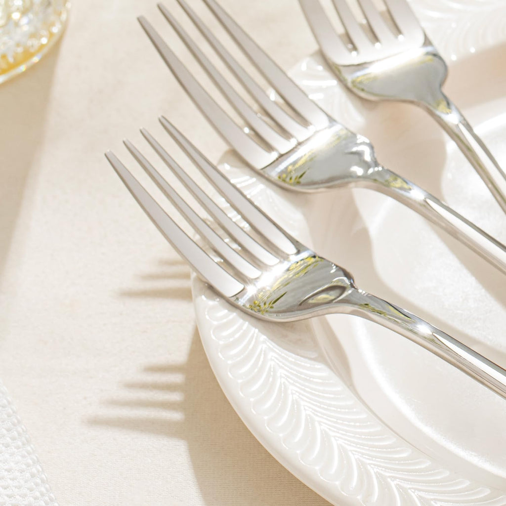 KINGSTONE 12 Piece Dinner Forks Set  18/10 Stainless Steel Forks  Silver Food Grade Fork Set of 12  Metal Forks for Home  Kitchen  Weddings  Parties or Restaurant  Dishwasher Safe-8.18inches