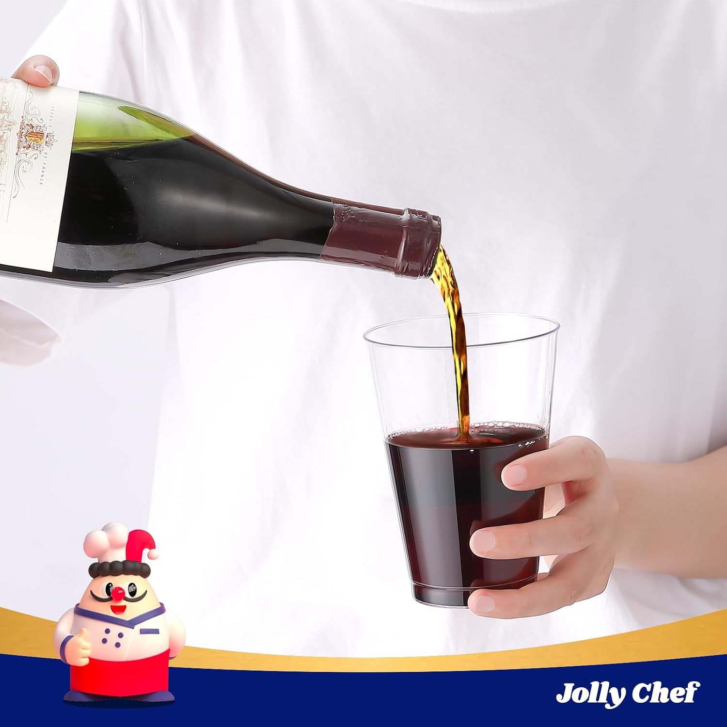 JOLLY CHEF 14 oz Clear Plastic Cups  200 Pack Heavy-duty Party Glasses  Disposable plastic cups for wedding Cocktails Tumblers  Ideal for Wedding & Party