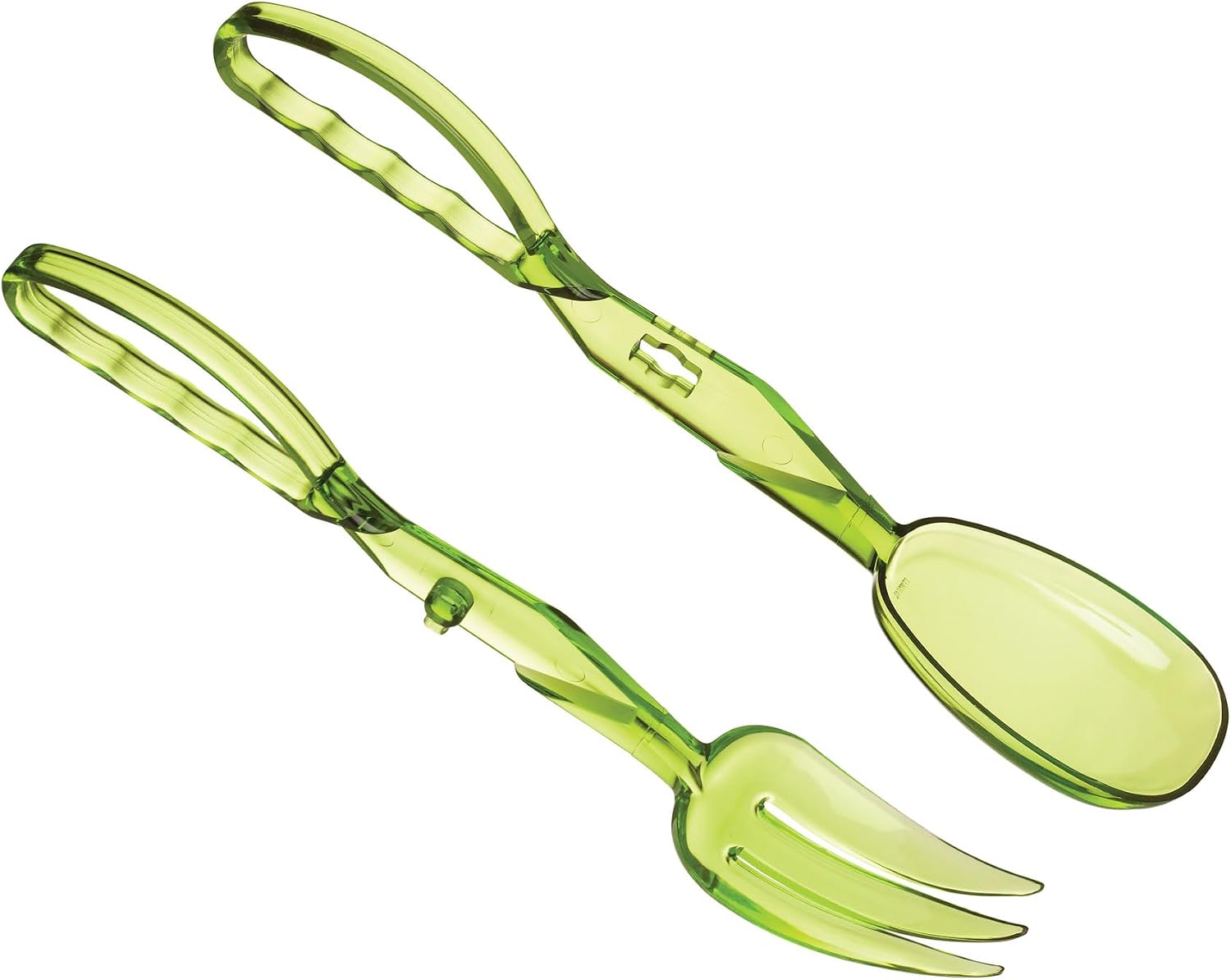 HIC Kitchen Salad Tong  Hinged Design  Detachable Fork and Spoon Green