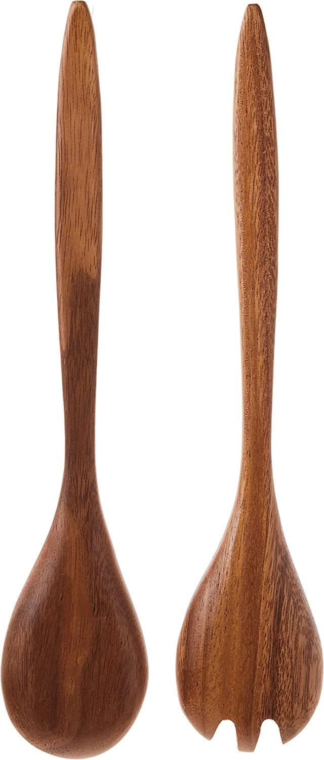 Lipper International 1188 Acacia Oblong Salad Servers  12" Long  One Pair