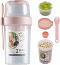 Breakfast On The Go Cups  Salad Cup To Go  Take And Go Yogurt Cereal Overnight Oats Snack Parfait Containers & Salad Dressing Holder With Fork For Lunch  Fruit & Vegetable Jar(Pink 36.2oz)