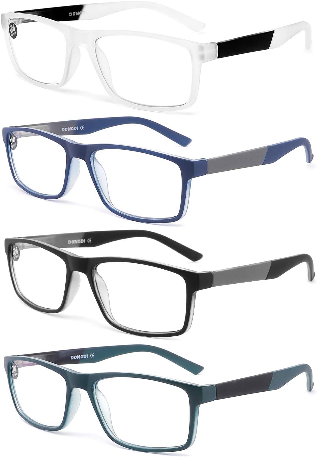 DONGDI Blue Light Blocking Reading Glasses 4 Pack Computer Readers for Women Men Anti Glare UV Ray Filter Eyeglasses… (4mix colors  2.00)