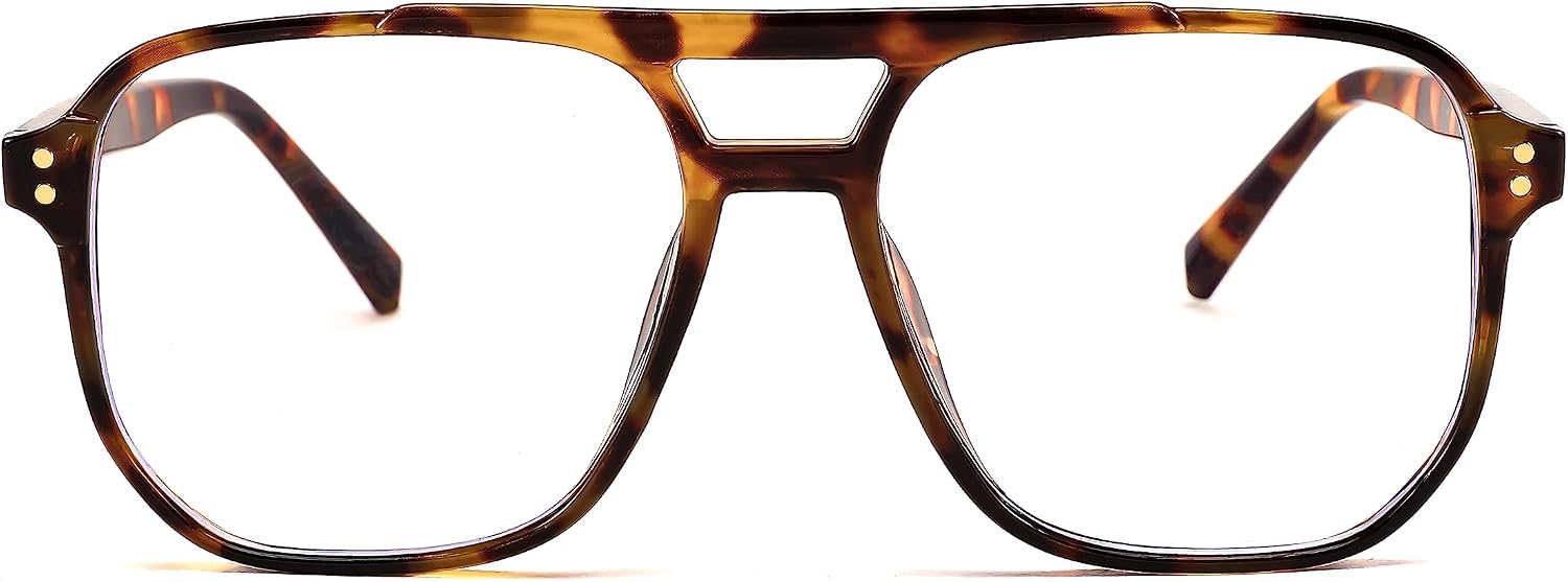 FEISEDY Blue Light Blocking Glasses Fake Nerd Clear Square Computer Lightweight Pilot Glasses Frame Oversized B2866
