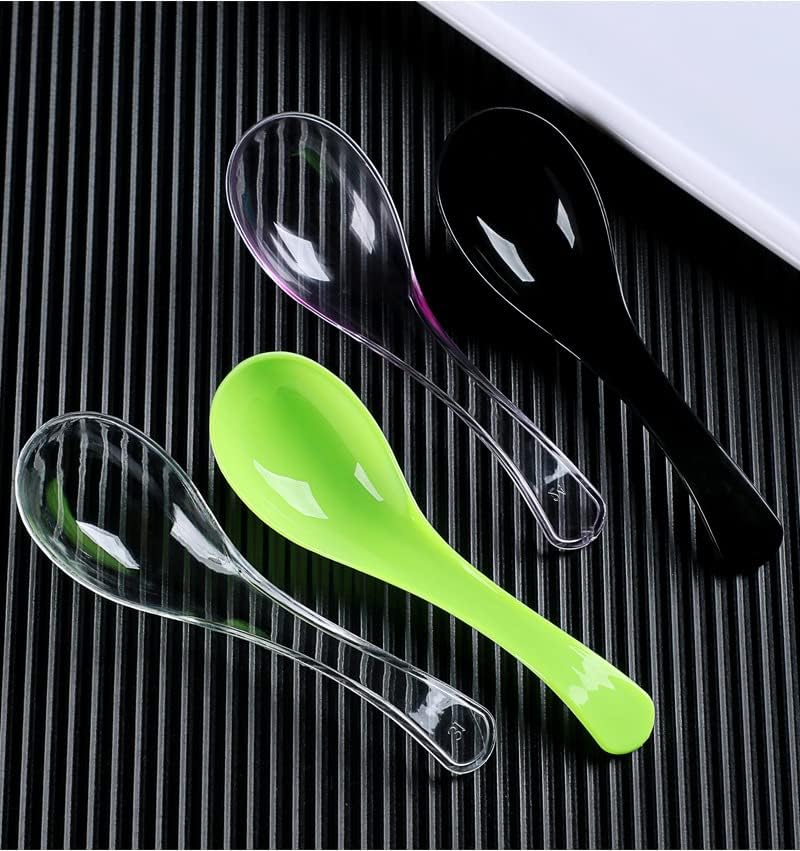 50 PCS Disposable Clear Plastic Asian Soup Spoons - Tasting & Front Dish Spoons  Plastic Cutlery (Clear Round Bottom)