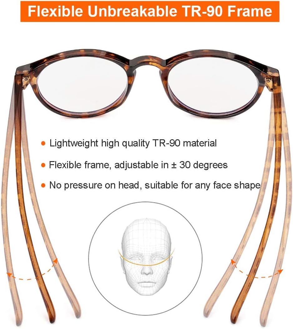 Gleyemor Blue Light Glasses for Men Women  Vintage Round Frame Computer Eyeglasses