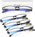 LUFF 4Pcs Anti-Blue-ray Reading Glasses Portable Ultra-Light Readers(2.0X)