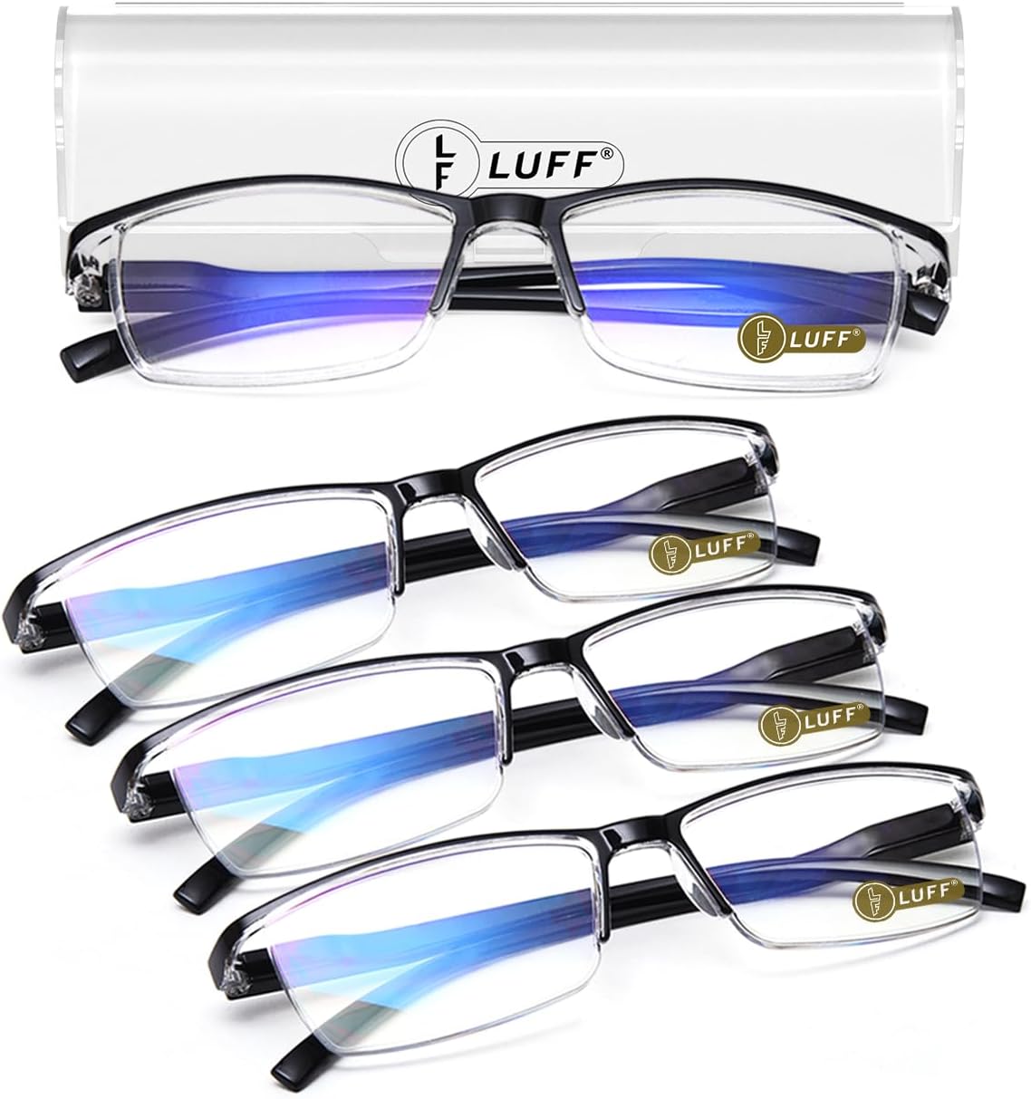LUFF 4Pcs Anti-Blue-ray Reading Glasses Portable Ultra-Light Readers(2.0X)