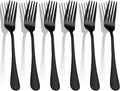 Black Forks Silverware Set Of 6 Pieces  Stainless Steel Forks  Mirror Polished Fork Set  Cutlery Utensils Set=  Apartment Essential Flatware