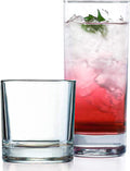 Everyday Drinking Glasses Set of 8 Drinkware Hurricane Glasses  Kitchen Glasses for Cocktail  Iced Coffee  Beer  Ice Tea  Wine  Whiskey  Water  4 Tall Glass Cups & 4 Short Dof Drinking