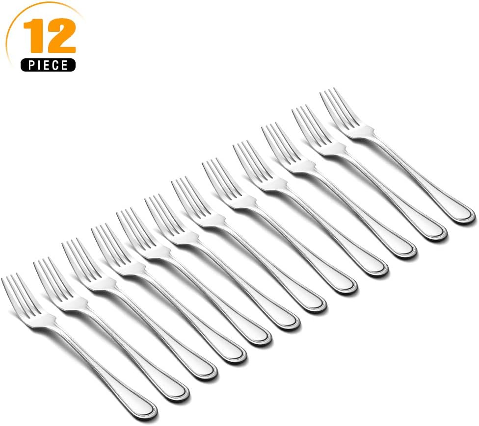 Snamonkia Set of 12 Dinner Forks Stainless Steel  8 Inches  18/0 Large Table Forks for Salad Steak Spaghetti