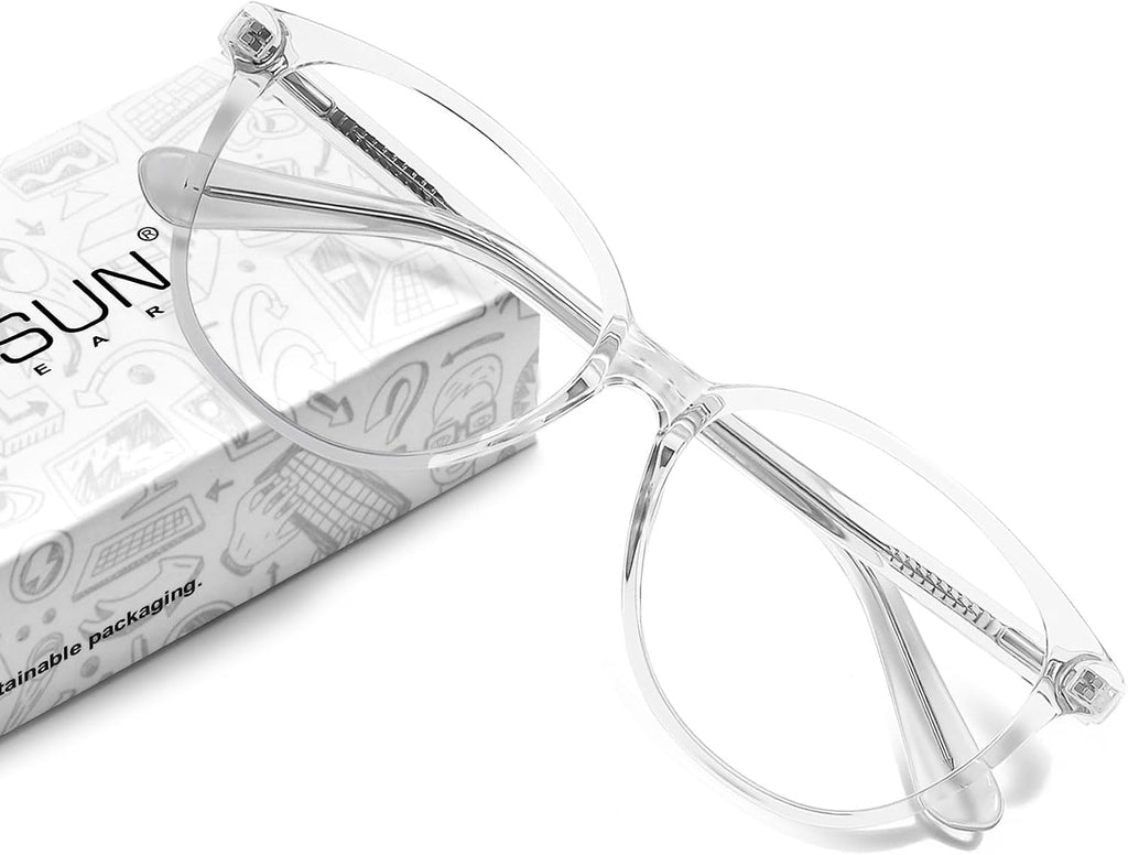 MEETSUN Blue Light Blocking Glasses for Women Cat Eye Blue Light Glasses TR Frame Anti Eyestrain UV Glare Computer Gaming Eyeglasses(Clear Frame)