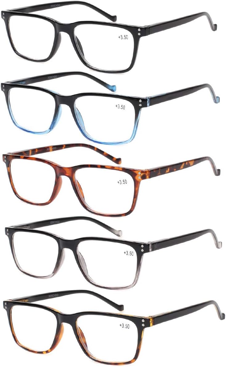 JOSCHOO 5 Pack Reading Glasses Men Women Spring Hinges Comfortable Glasses for Reading (5 Mix  1.75)