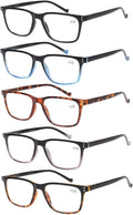 JOSCHOO 5 Pack Reading Glasses Men Women Spring Hinges Comfortable Glasses for Reading (5 Mix  1.75)