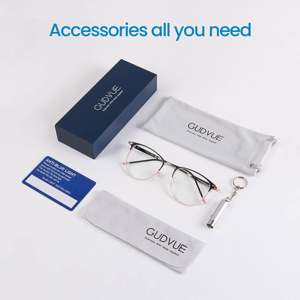 GUDVUE Blue Light Glasses  Computer/Gaming/TV/Phones Glasses for Women/men  Anti Glare/UV400/Eye Strain  Rose Gold