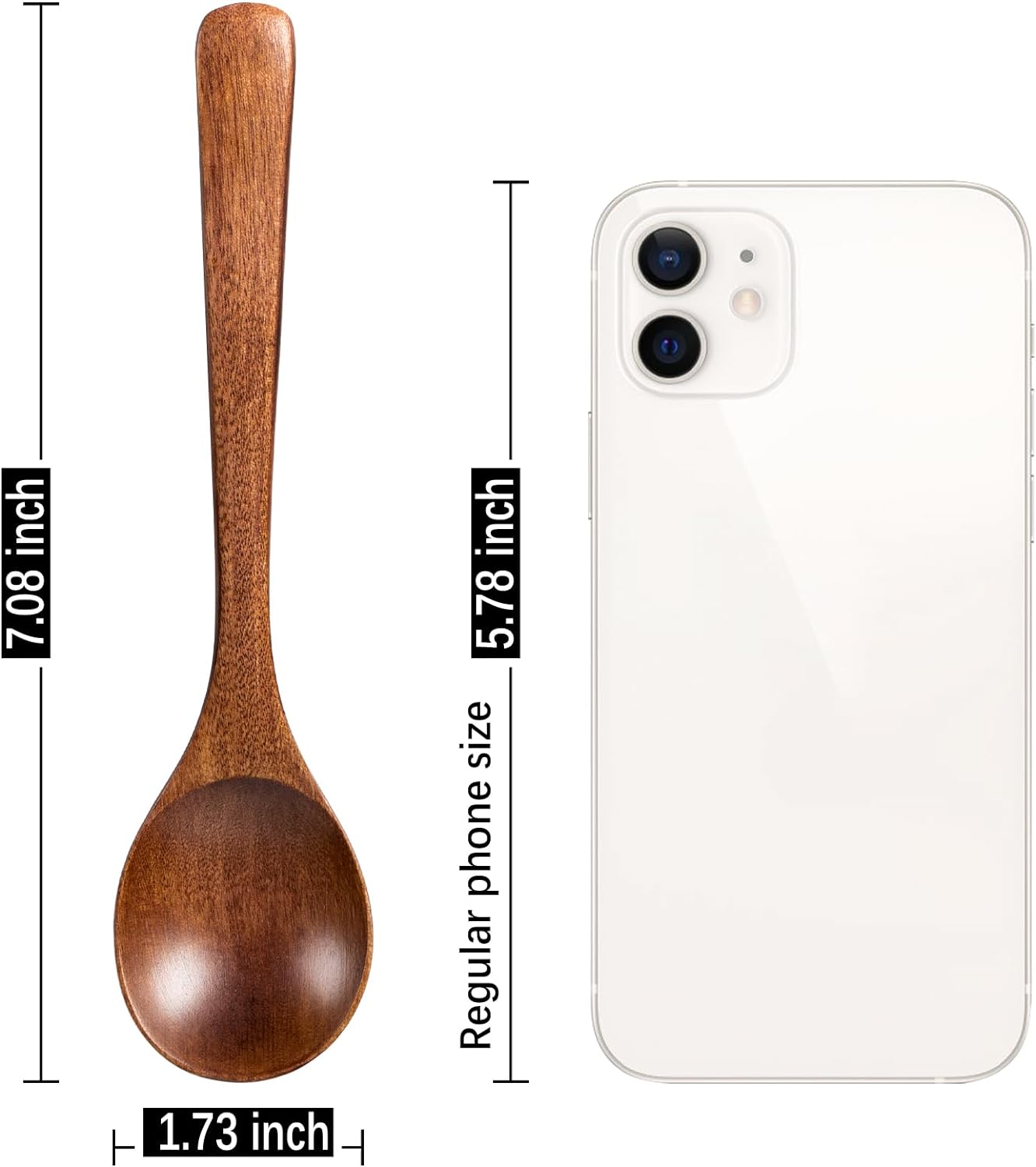 7 PCS Wooden Spoons for Eating  7 inch Wooden Honey Spoons for Tea  Wood Teaspoons for Stirring Coffee  Hard Wood Table Spoon for Cooking  Small Serving Spoon for Soup  Desserts & Cereal