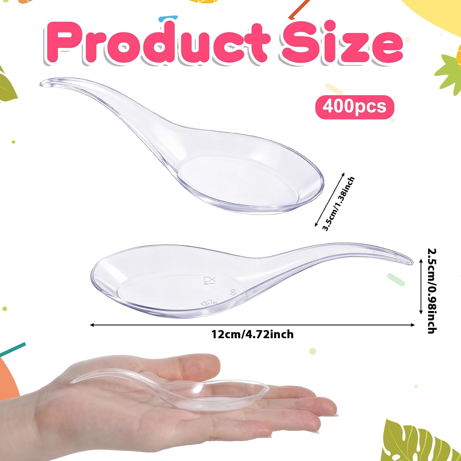 SHENLIU 400 Plastic Appetizer Spoons  Disposable Tasting Spoons for Desserts  Pudding  Soups  Sushi  Dipping Sauces  Plastic Mini Tasting Desserts Ice Cream Sample Spoon Bulk  Clear Appetizer Plates