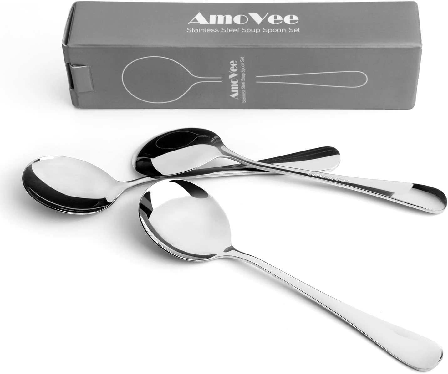 Soup Spoons  Wholesale Spoons Silverware  Round Stainless Steel Spoon Set of 8