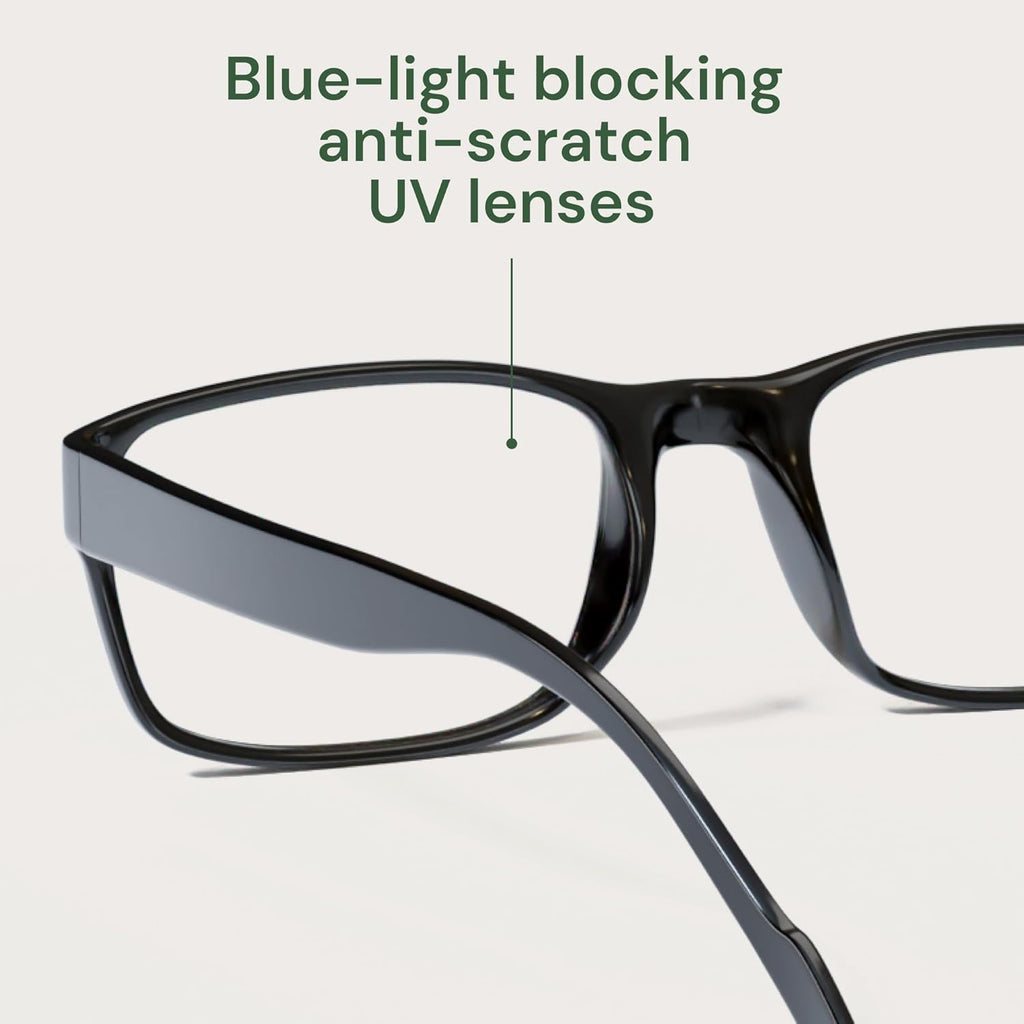 Gaoye 2-Pack of Reading Glasses +0.75 - Blue-Light Filter  UV Protection - Readers with Rectangle Frames