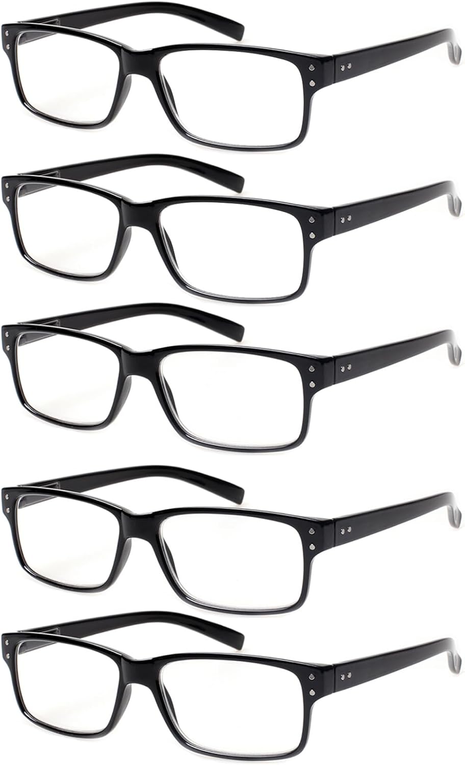 NORPERWIS Reading Glasses 5 Pairs Quality Readers Spring Hinge Glasses for Reading for Men and Women (5BLACK  6.00)