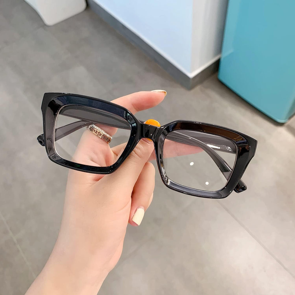 EYLRIM Classic Thick Square Frame Clear Lens Glasses for Women Men Non Prescription Eyeglasses