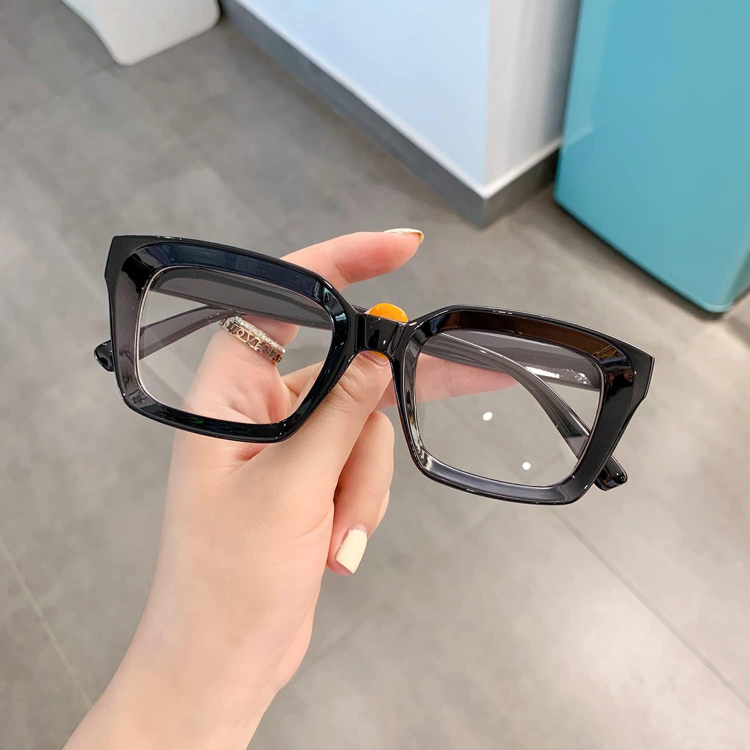 EYLRIM Classic Thick Square Frame Clear Lens Glasses for Women Men Non Prescription Eyeglasses