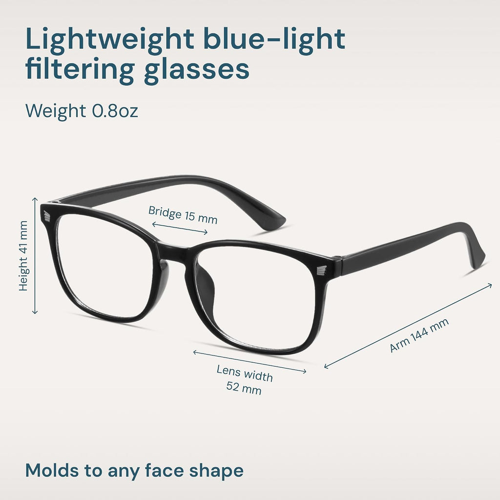 Gaoye Black Blue Light Glasses for Computer & Gaming - Anti UV Ray Lenses  Scratch-Resistant & Comfort Fit