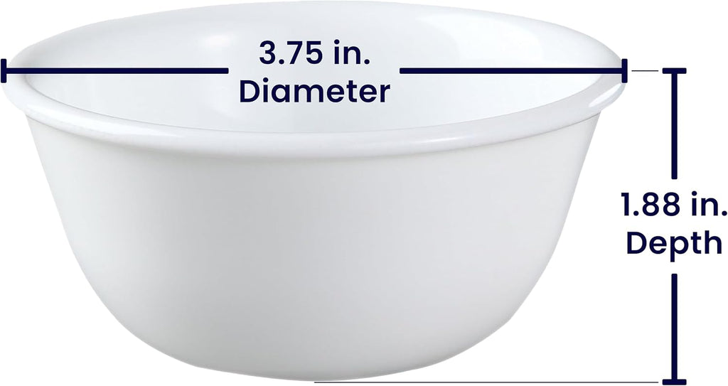 Corelle Vitrelle 6-oz Ramekin Bowls  Set of 6 Chip & Crack Resistant Bowls  Great For Dips  Condiments  Ice Cream  Small Side Dishes  Ceramic Dessert Bowls Set  Winter Frost White