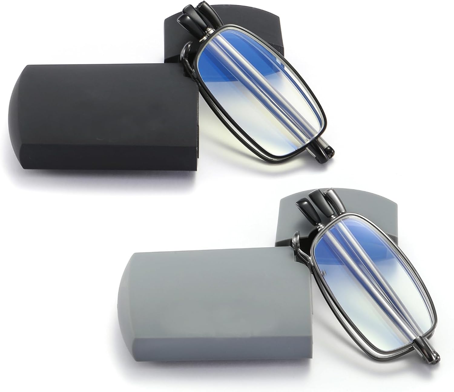 sevenplus 2 Pack Reading Glasses Blue Light Blocking  Anti UV Glare  Foldable Computer Spring Hinge Readers for Women Man