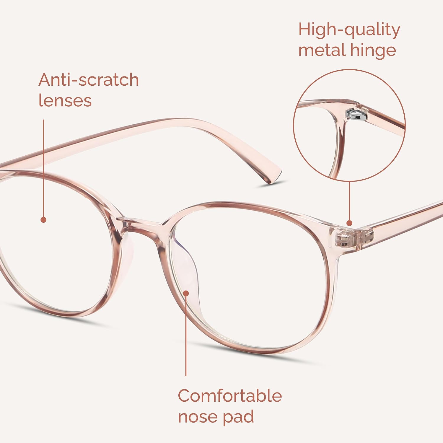 miyya Blue Light Blocking Glasses Women  Fashion Round Transparent Anti Blue Light Glasses with Anti Eyestrain & UV Glare
