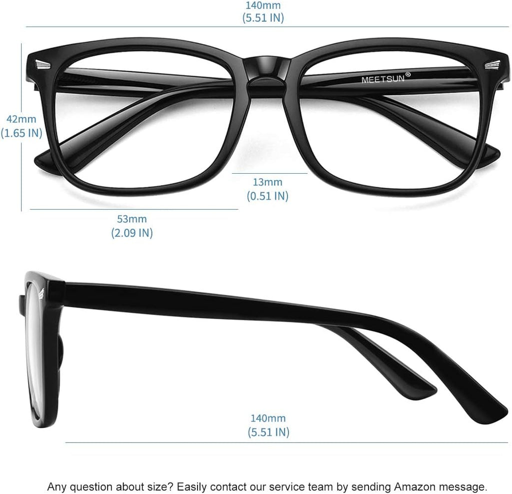 MEETSUN Blue Light Blocking Glasses  Anti Eye Strain Headache (Sleep Better) Computer Reading Glasses UV400 Transparent Lens (Black+Leopard+Tortoise  53)