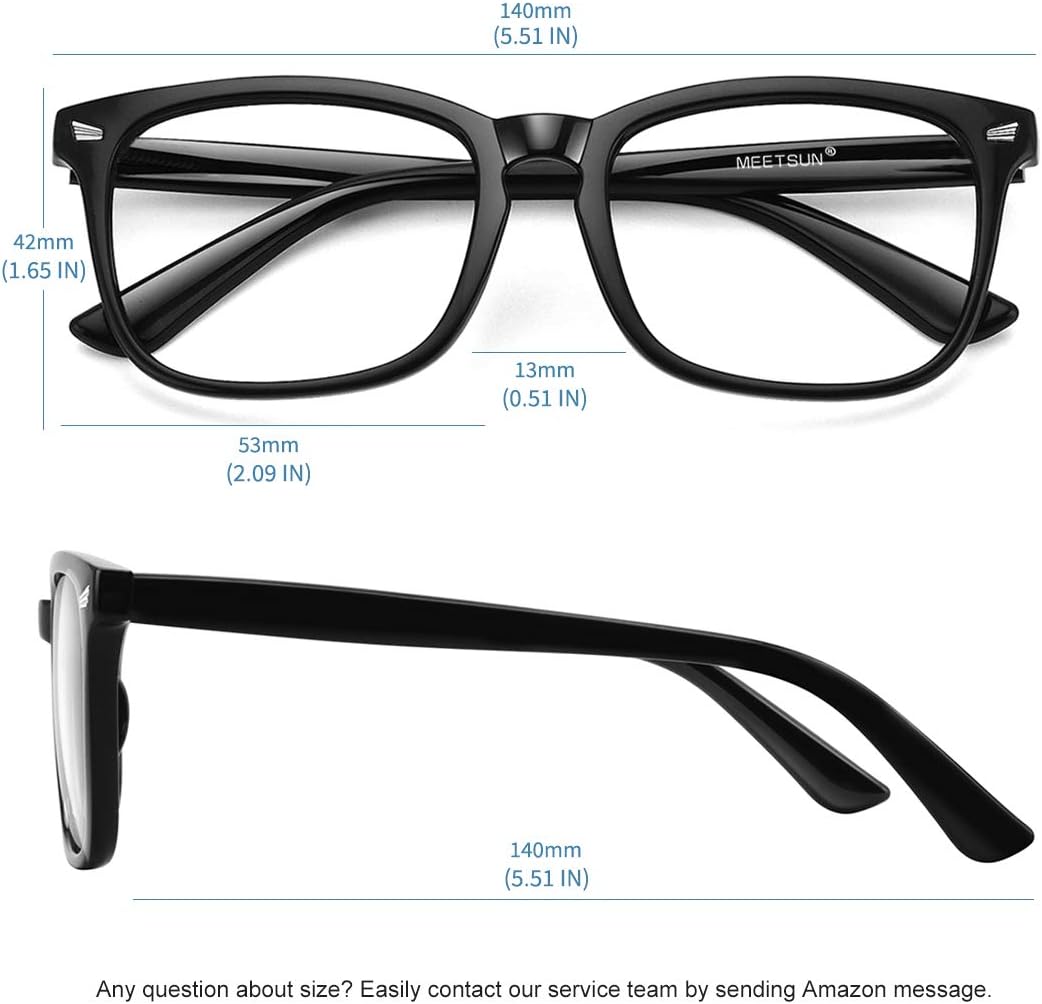 MEETSUN Blue Light Blocking Glasses  Anti Eye Strain Headache (Sleep Better) Computer Reading Glasses UV400 Transparent Lens (Black+Leopard+Tortoise  53)